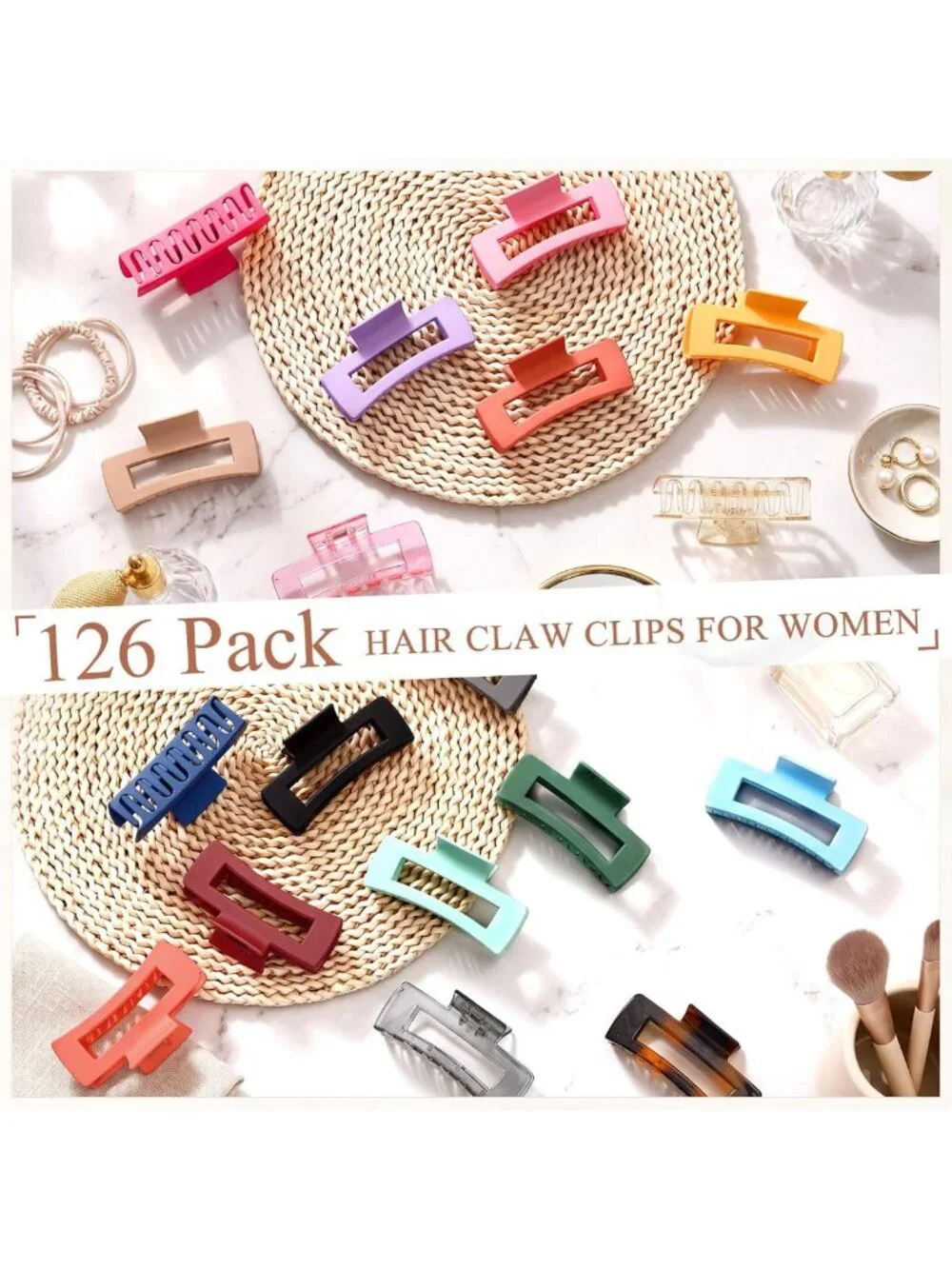 36 Pcs Large Matte Hair Claw Clips - Non-Slip Grip, 18 Colors for Thick Hair